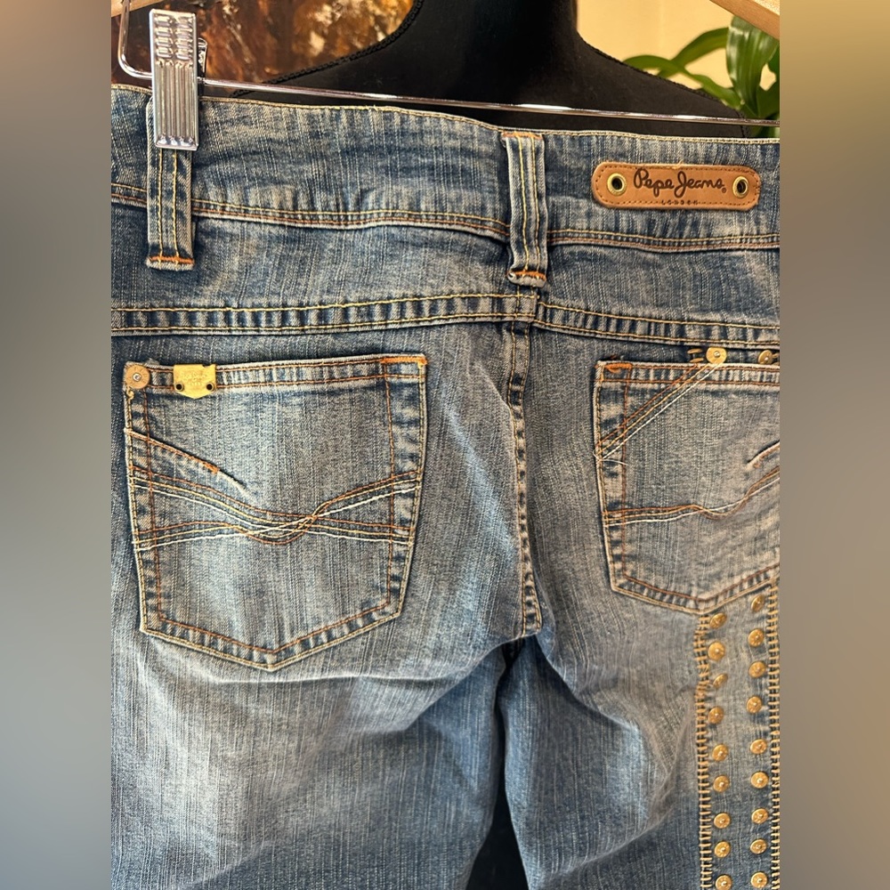 VINTAGE PEPE JEANS LONDON GARMENT DETAILS WOMENS CROP JEAN JE SIZE 28 BLUE - Picture 5 of 12
